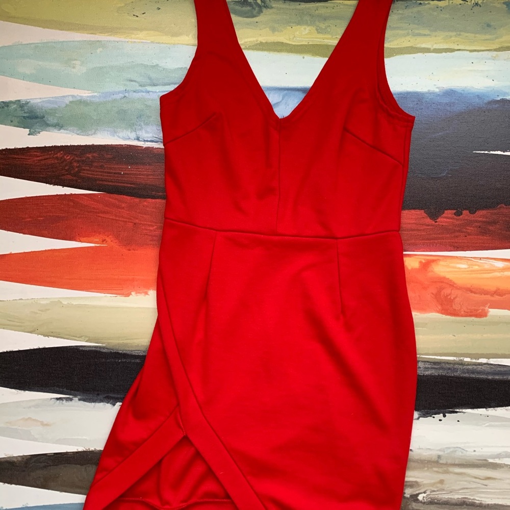 Red Dress with Leg Slit